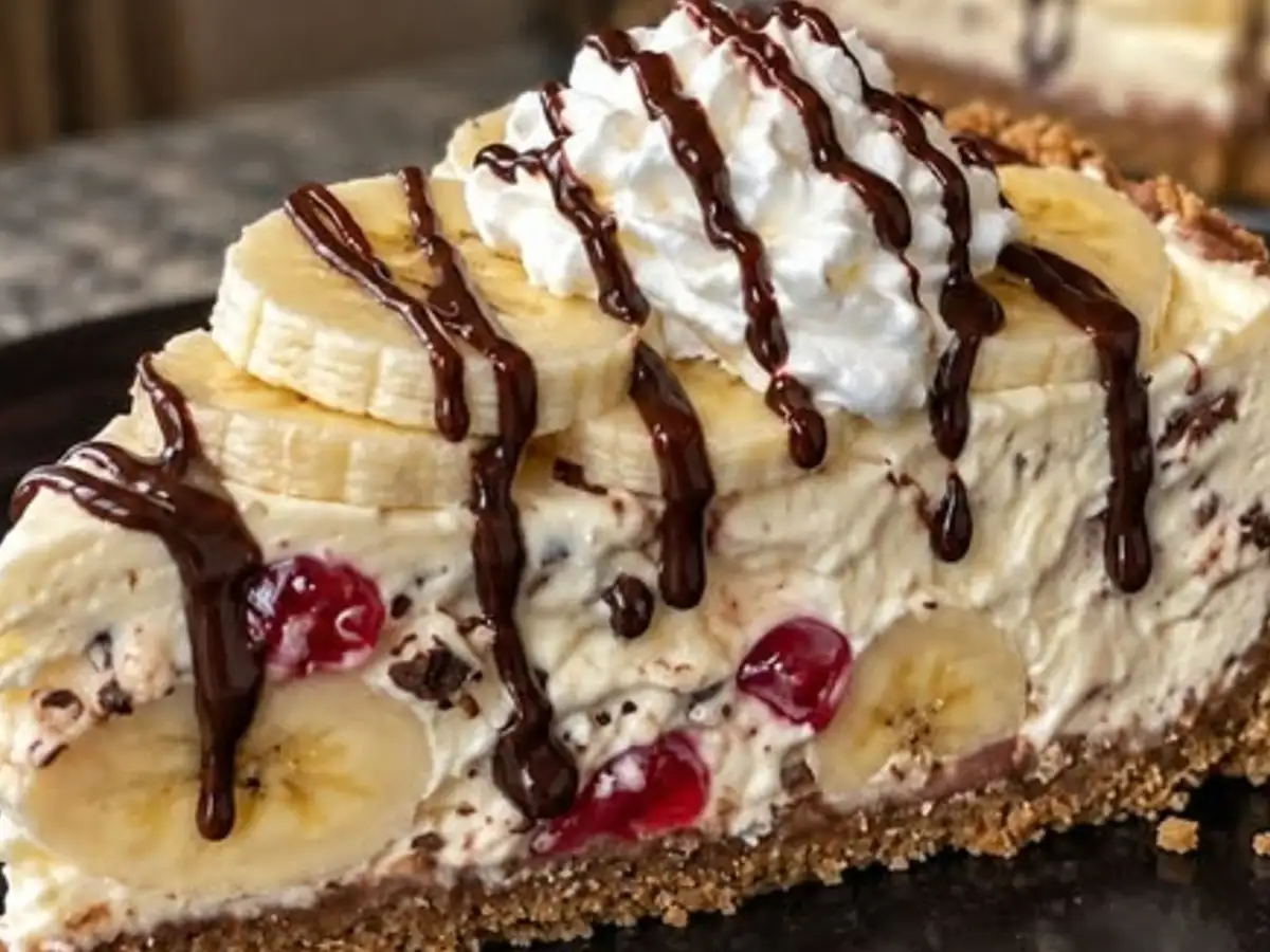 Cheesecake Banana Split sem Forno com Chocolate