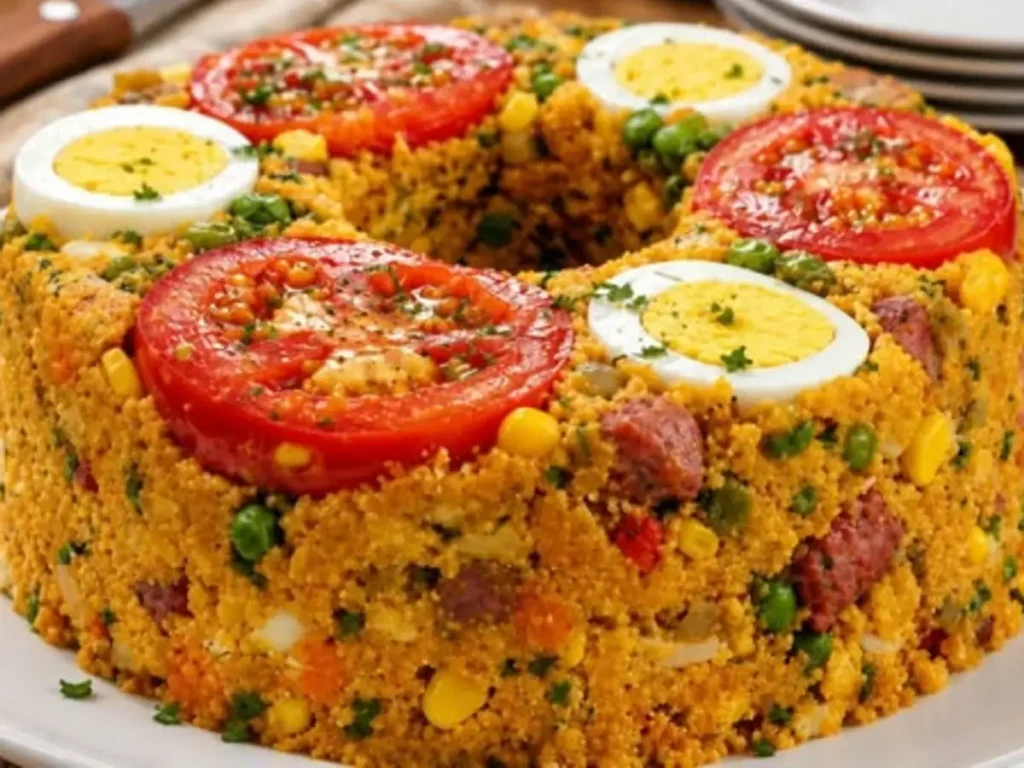 Cuscuz Paulista na Forma com Sardinha e Legumes