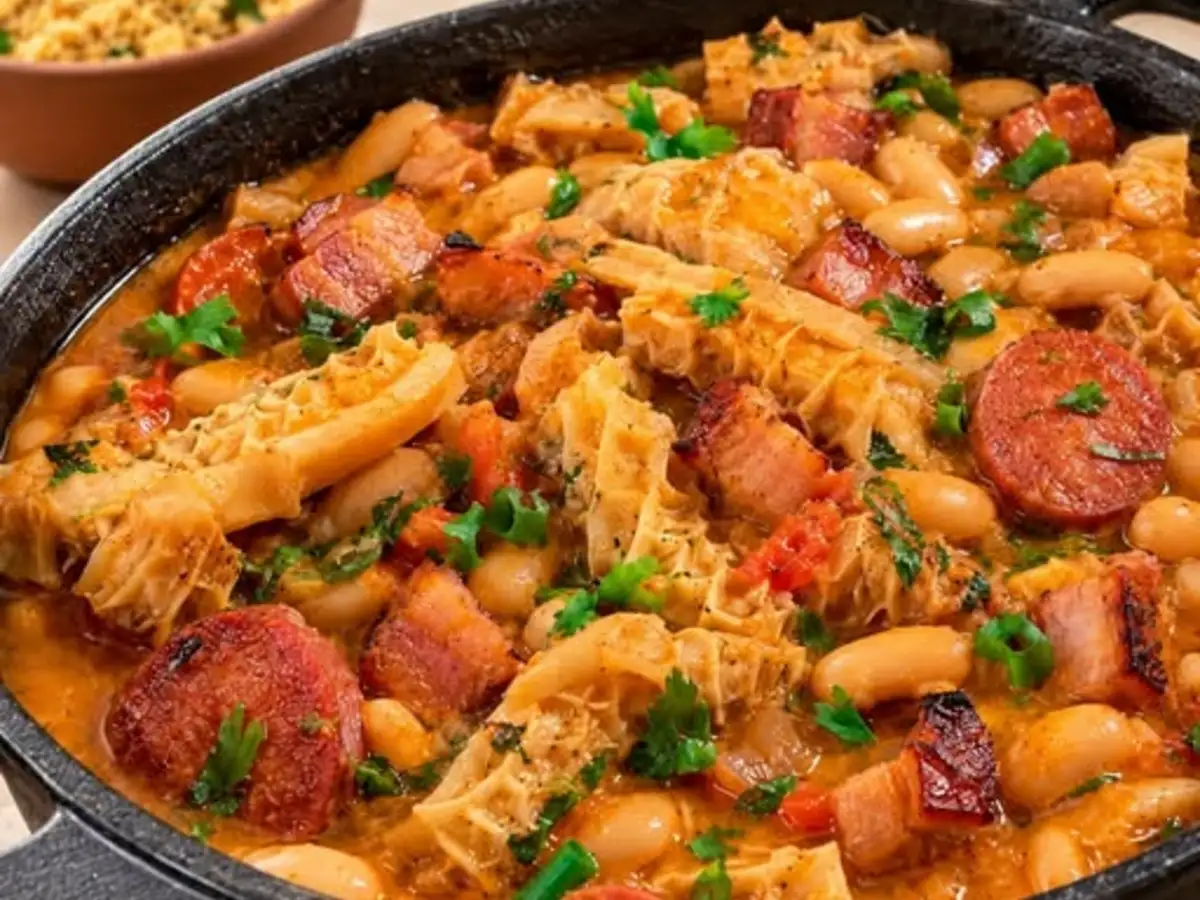 Dobradinha com Feijão-Branco, Calabresa e Caldo Encorpado