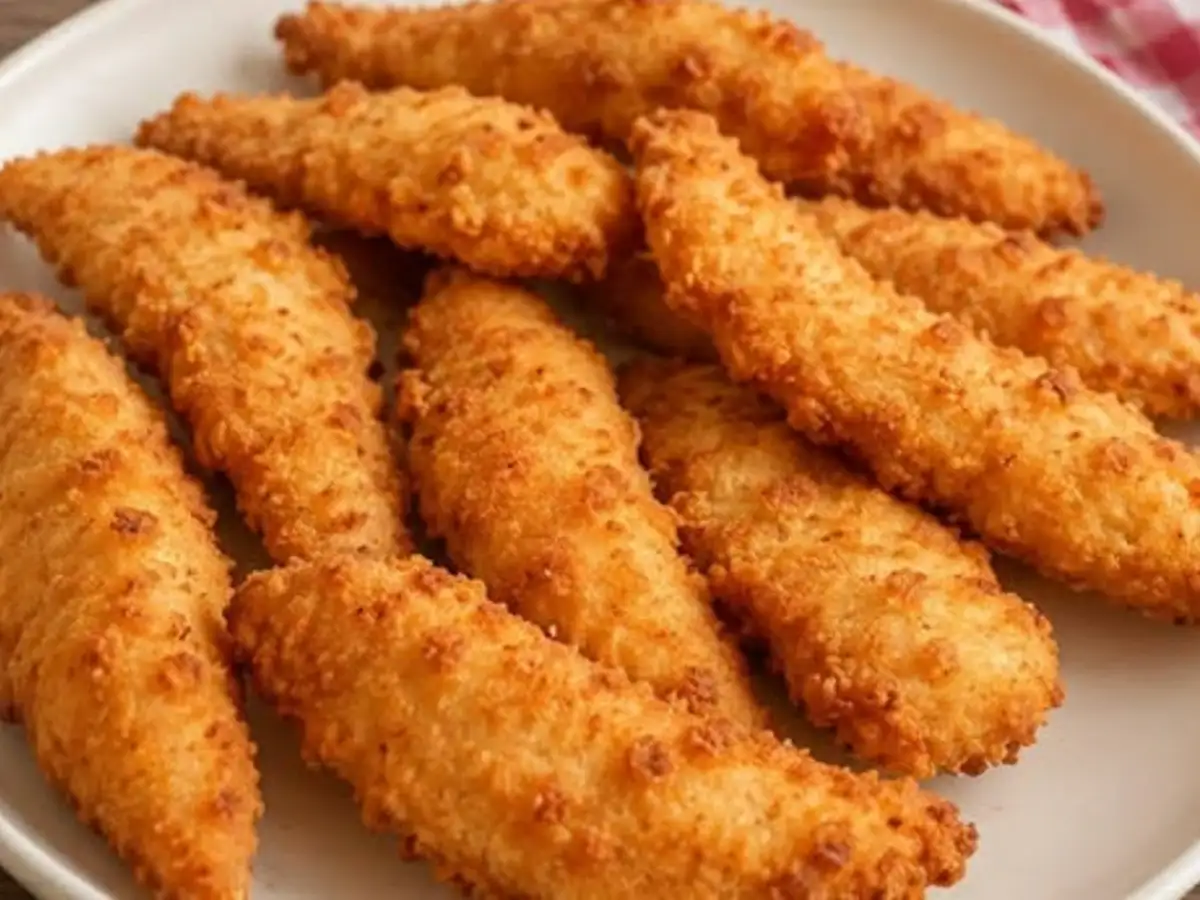 Tirinhas de Frango Empanado com Casquinha Crocante Dourada