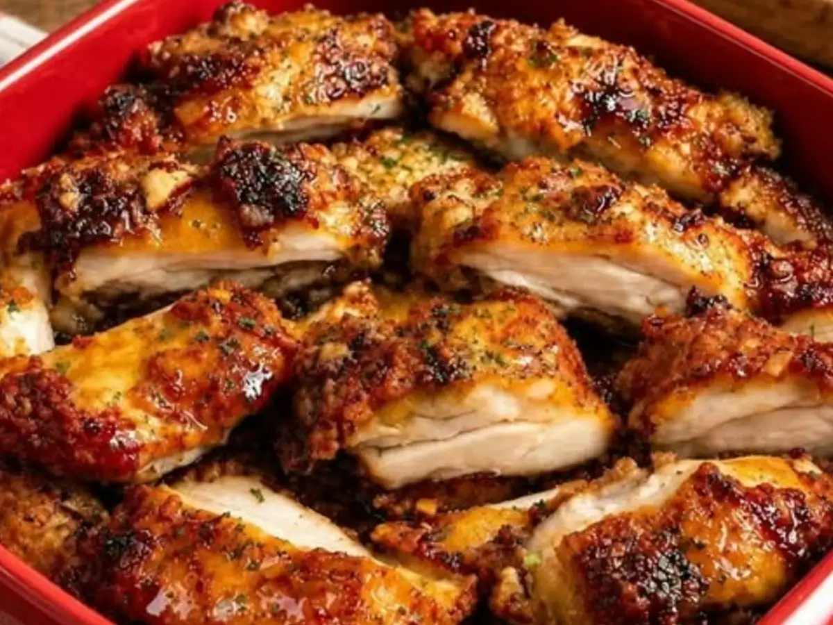 Frango Crocante com Mel, Alho e Molho Brilhante