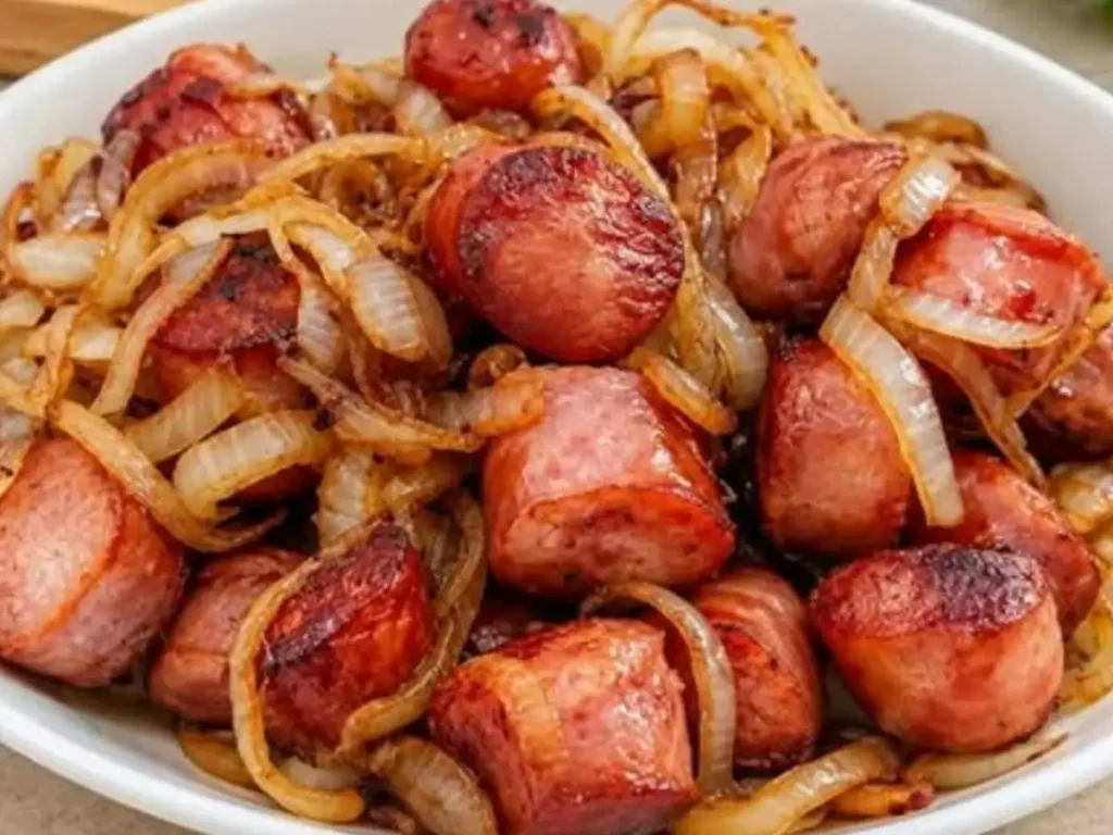 Linguiça Toscana com Cebola Feita na Panela de Pressão