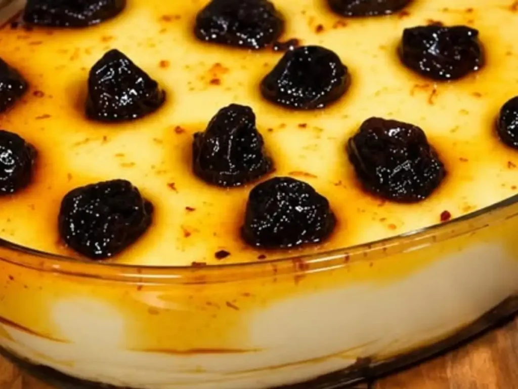 Manjar de Coco Cremoso com Calda de Ameixa