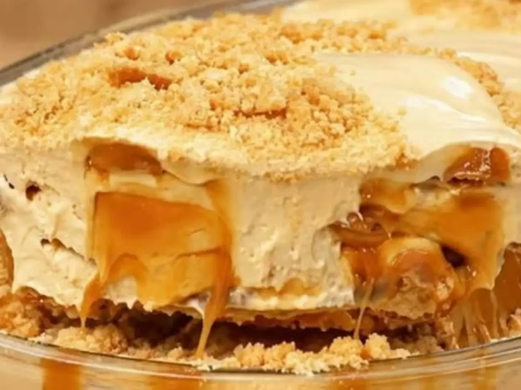 Pavê Cremoso de Doce de Leite com Biscoito Maisena em Camadas
