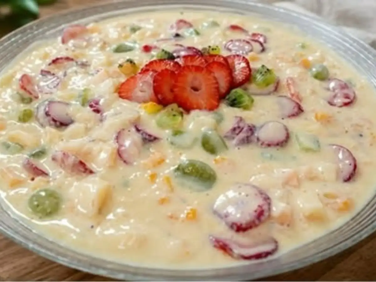 Salada de Frutas Cremosa com Iogurte e Frutas Frescas