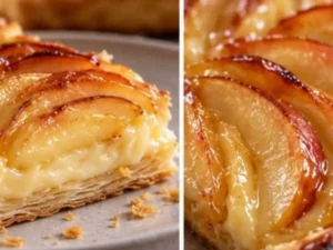 Torta Folhada de Maçã com Canela e Massa Crocante Dourada pronto para servir