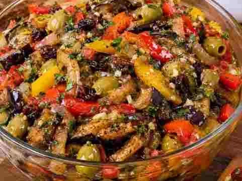 Antepasto de Berinjela Assado e Colorido