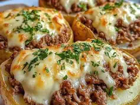 Batata Recheada com Carne Moída e Queijo