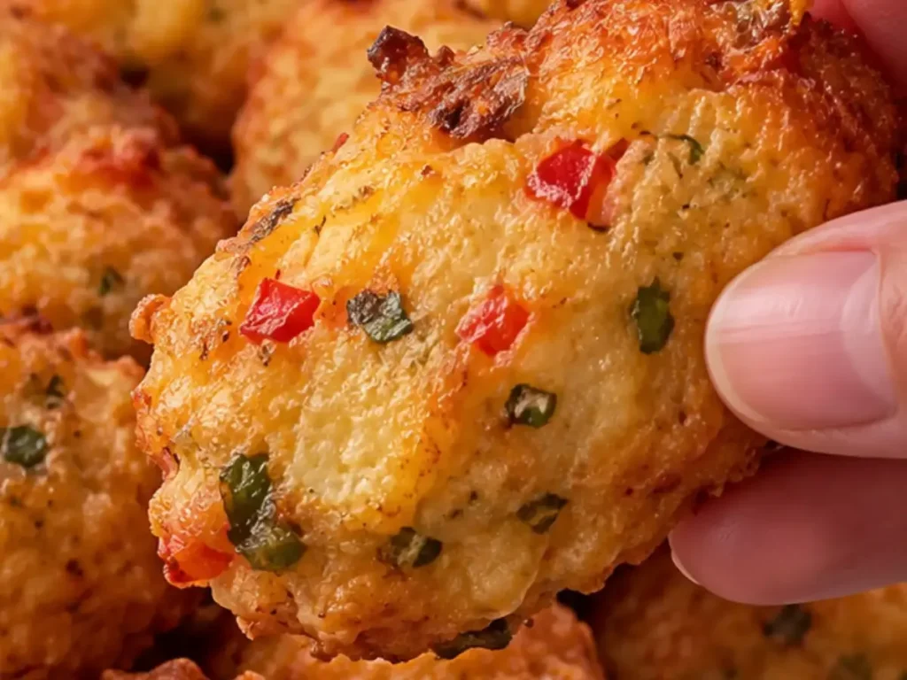 Bolinho de Batata com Pimentões e Queijo
