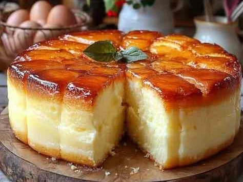 Bolo Cremoso de Abacaxi Caramelizado
