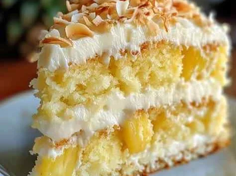 Bolo de Abacaxi com Coco e Creme Branco Especial