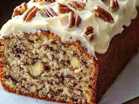Bolo de Banana com Nozes e Cobertura Cremosa