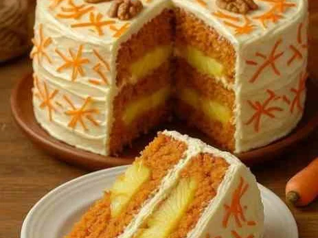 Bolo de Cenoura com Abacaxi e Nozes