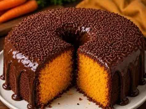 Bolo de Cenoura com Brigadeiro e Granulado
