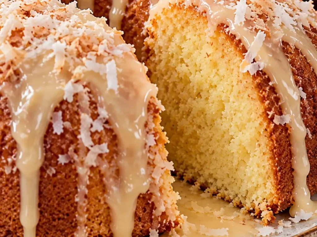 Bolo de Coco com Calda e Cobertura Cremosa