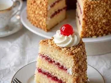 Bolo de Paçoca com Geleia e Chantilly