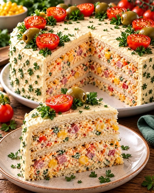 Bolo salgado de pão de forma