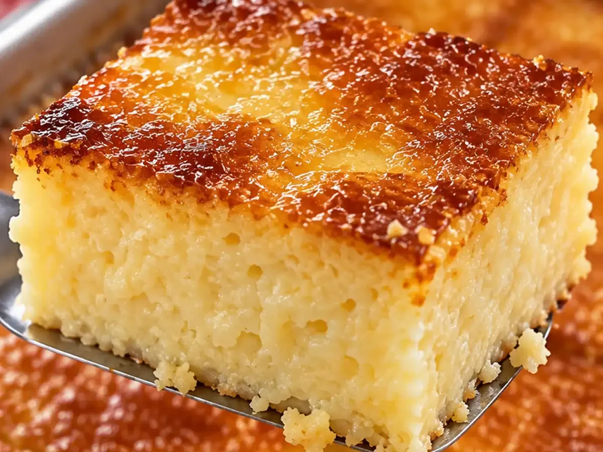 Caçarola Italiana (Bolo de Coco e Parmesão com Calda de Caramelo)