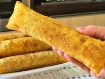 Cigarrete de Carne e Queijo com Massa de Pastel Crocante