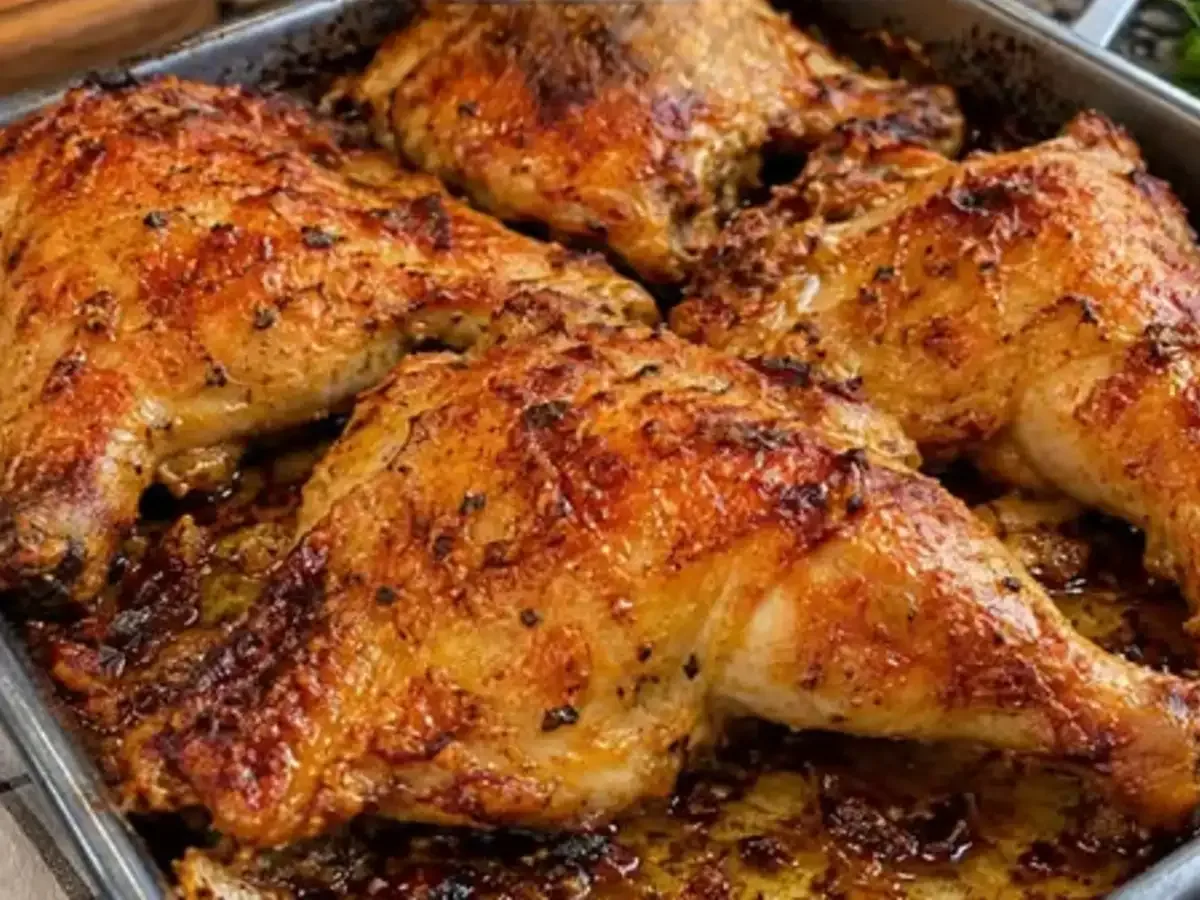 Coxa e sobrecoxa de frango assadas na maionese