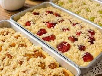 Cuca Alemã Fofinha com Frutas e Farofa
