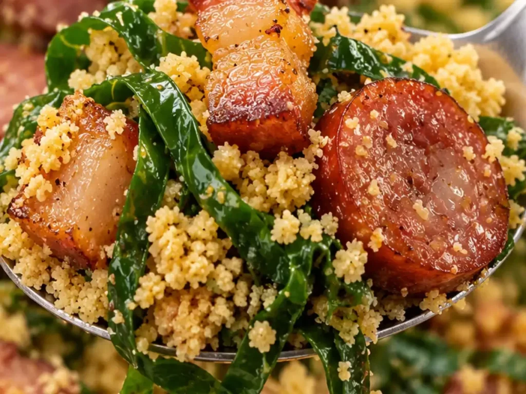 Farofa de Couve com Bacon e Calabresa