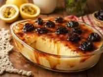 Manjá Fit de Maracujá com Calda de Ameixa Light