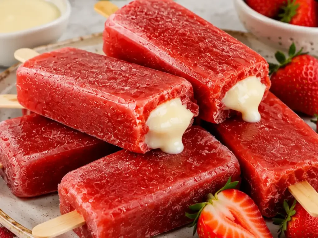 Paleta Mexicana de Morango com Leite Condensado