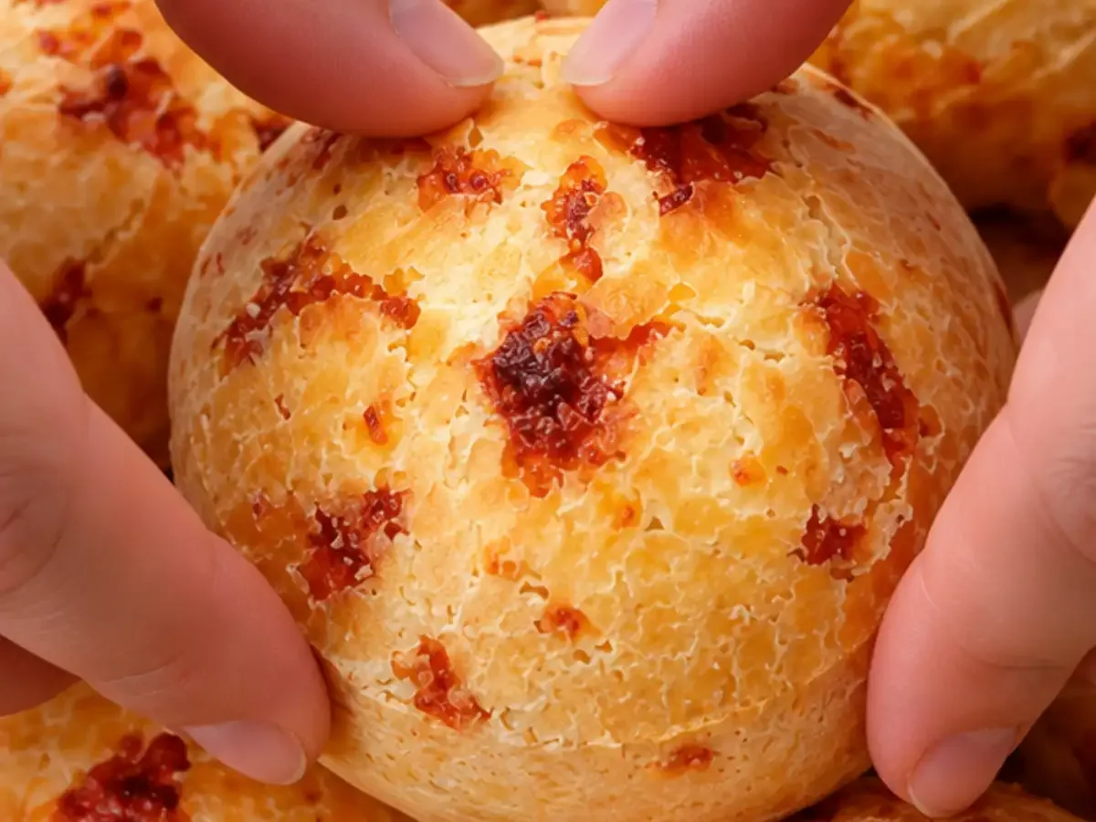 Pão de Queijo de Liquidificador com Muçarela Recheada