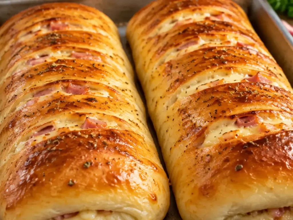 Pão Recheado Assado de Queijo e Presunto