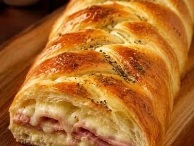 Pão Recheado Trançado (presunto e muçarela)