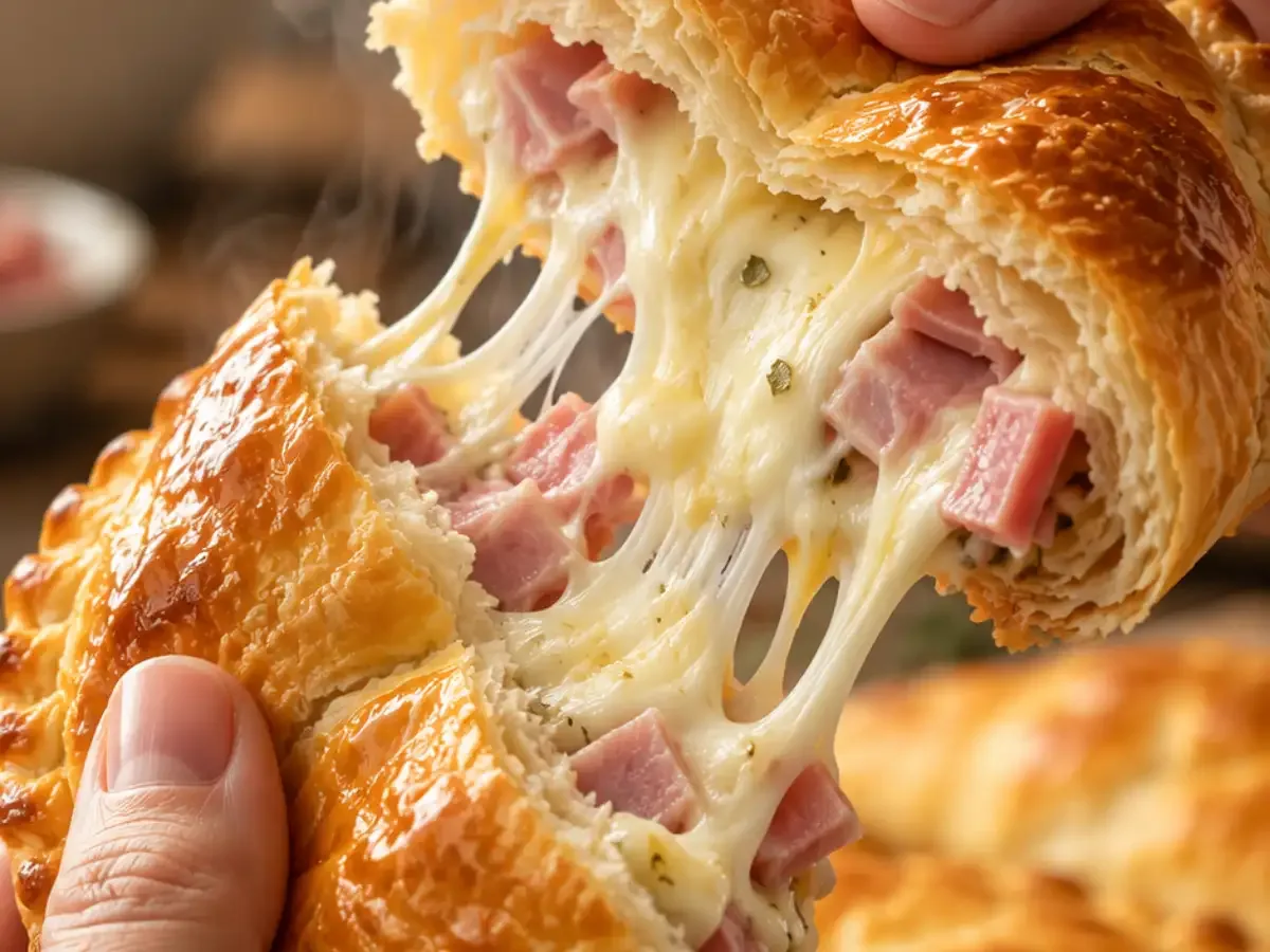 Pastel de Forno de Presunto e Queijo Super Fofinho (recheio puxa-puxa)