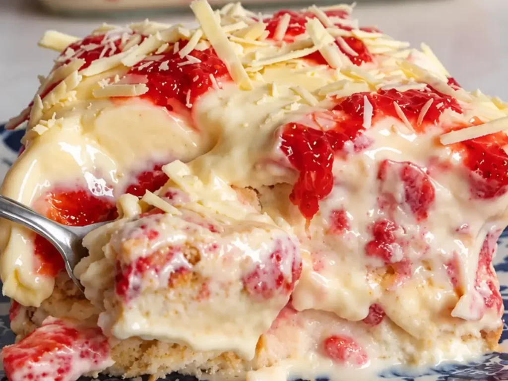 Pavê de Creme com Morangos e Chocolate Branco