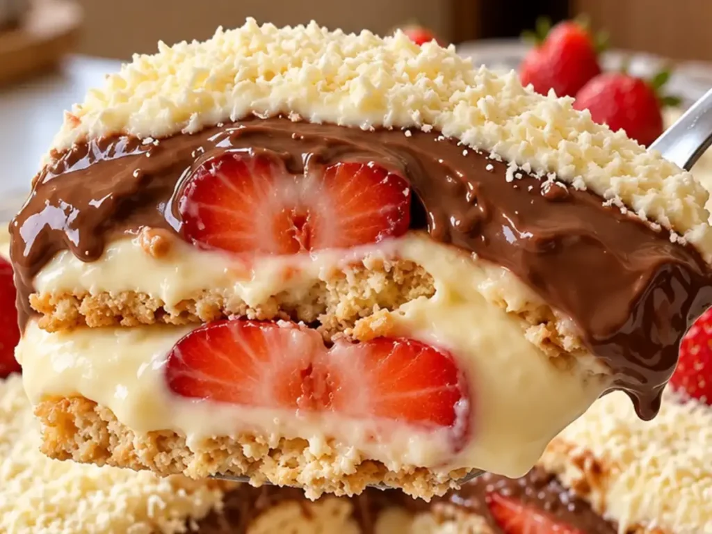 Pavê de Leite Ninho com Chocolate e Morangos