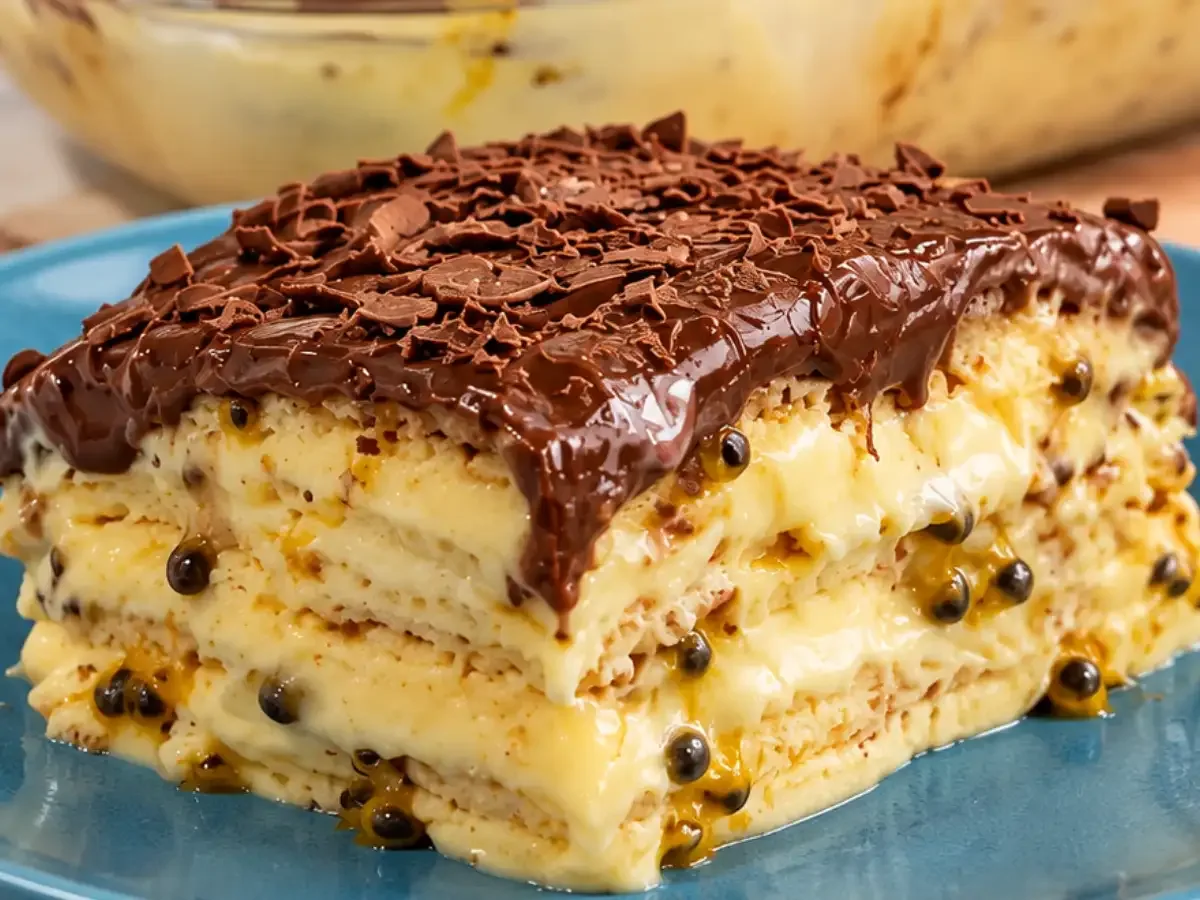 Pavê de Maracujá com Ganache de Chocolate