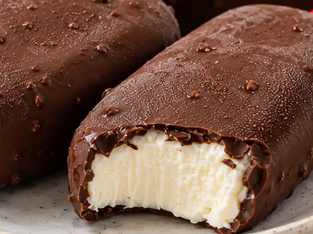 Picolé Cremoso de Leite em Pó com Casquinha de Chocolate