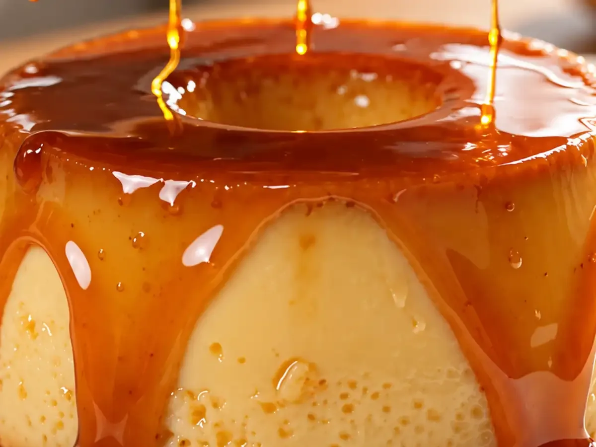 Pudim de Bolachas Cremoso com Calda de Caramelo