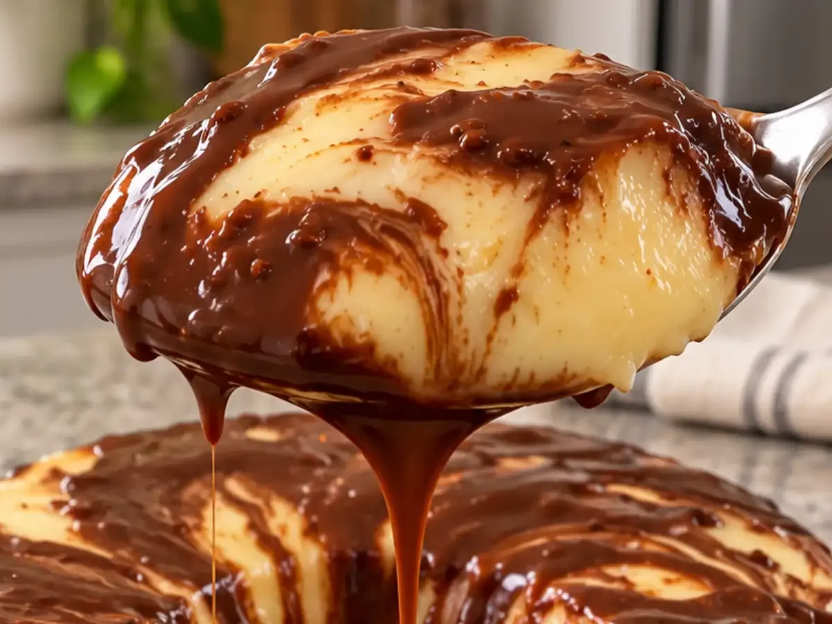 Pudim Mesclado Cremoso de Leite em Pó e Chocolate