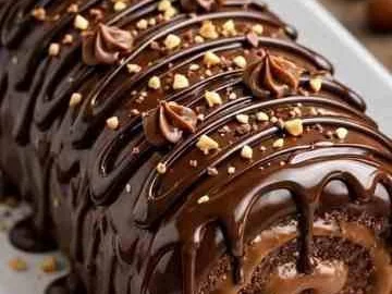 Rocambole de Chocolate com Creme de Avelã