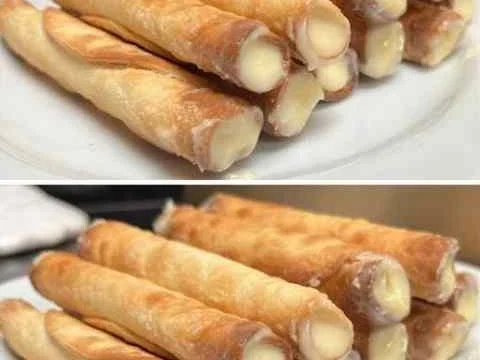 Rolinhos crocantes de banana com massa de pastel
