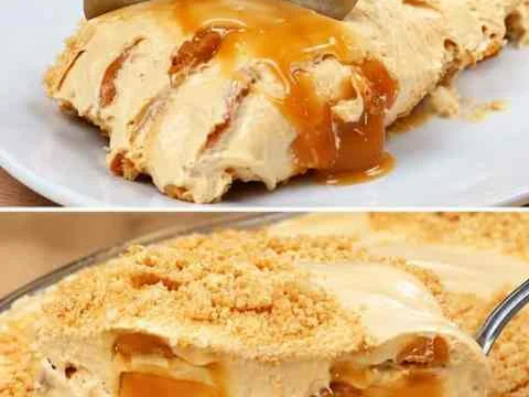 Sobremesa de doce de leite com amendoim e bolacha maisena