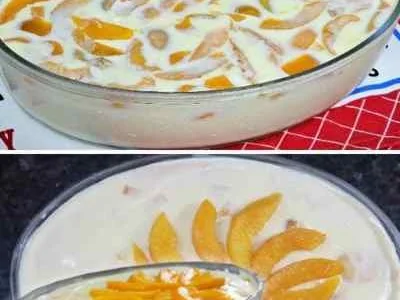 Sobremesa de Preguiçoso de Pêssego (sem forno)