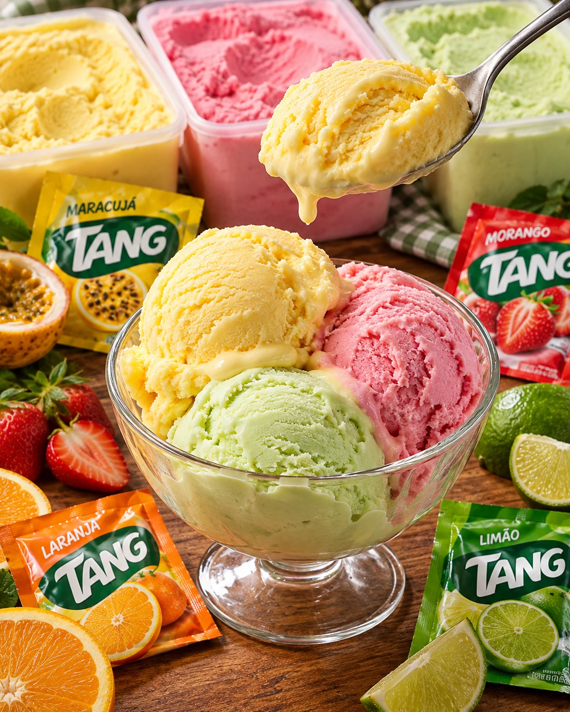 Sorvete caseiro com Tang