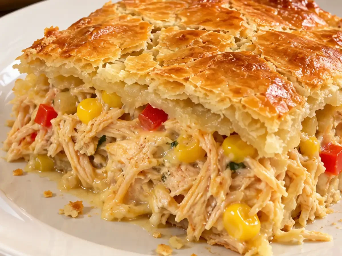 Torta de Frango Recheada Cremosa