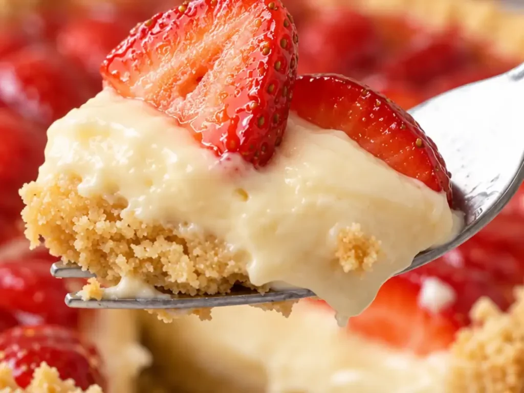 Torta de Morango Crocante com Creme de Baunilha