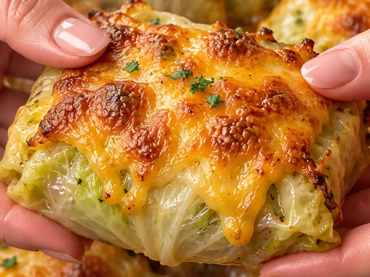 Trouxinha de Repolho com Carne Moída e Queijo Gratinado